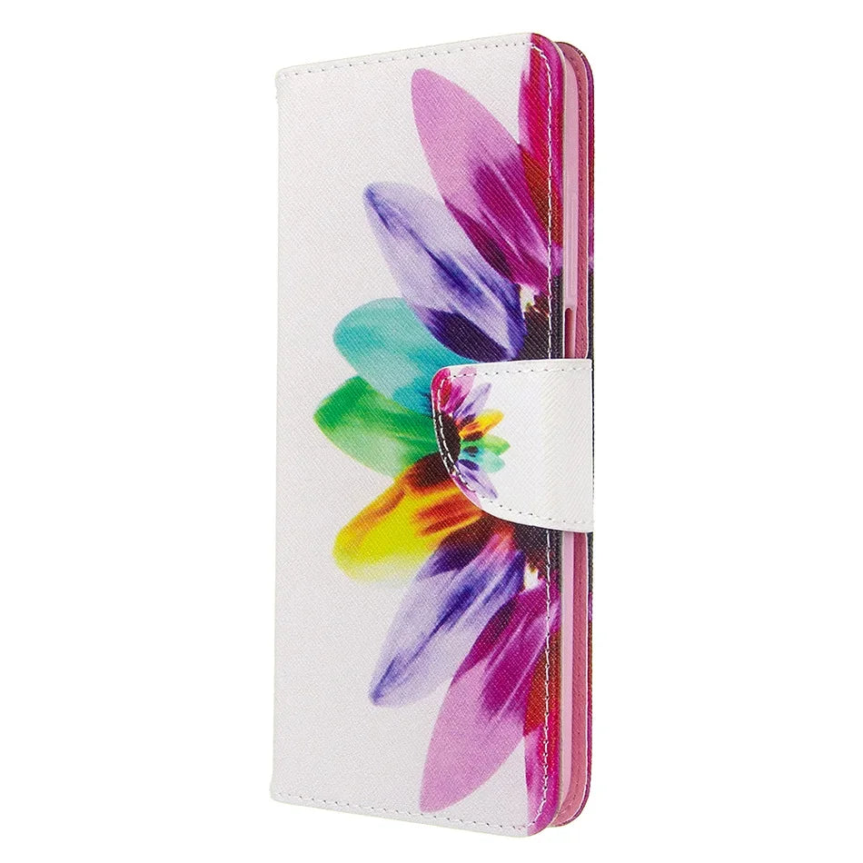 Premium Leather Flip Wallet Case - Magnetic Plum Blossom Phone Cover with Card Holder, Stand Function, and Secure Closure