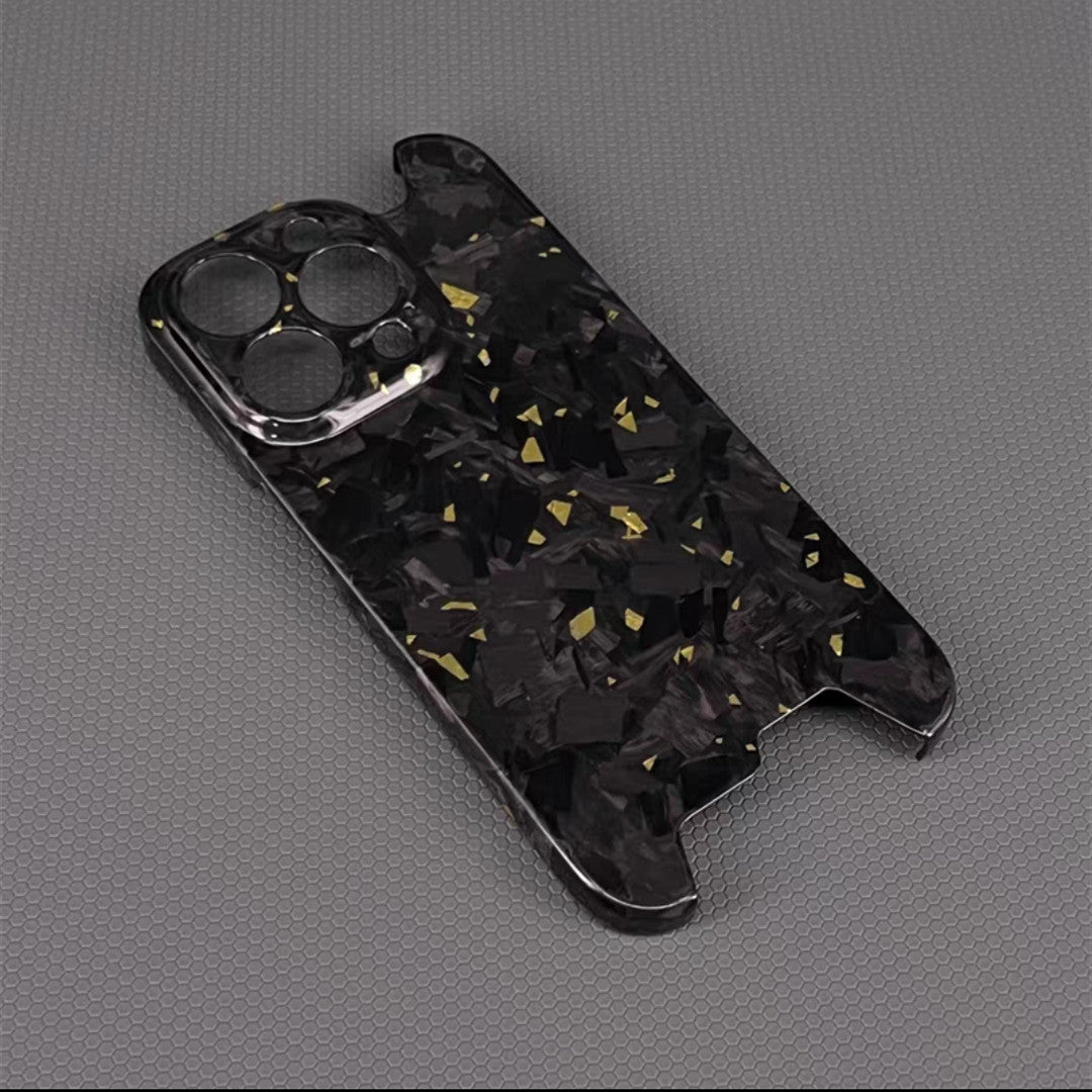 Glossy Forged Carbon Fiber Case – Ultra-Thin Genuine Glitter Shockproof Cover for iPhone Models, Sleek and Durable Design