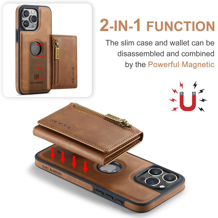 RFID Magnetic Detachable Leather Wallet Case – Wireless Charging, Stand Function, Secure Card Holder, Premium Protection for iPhone Models