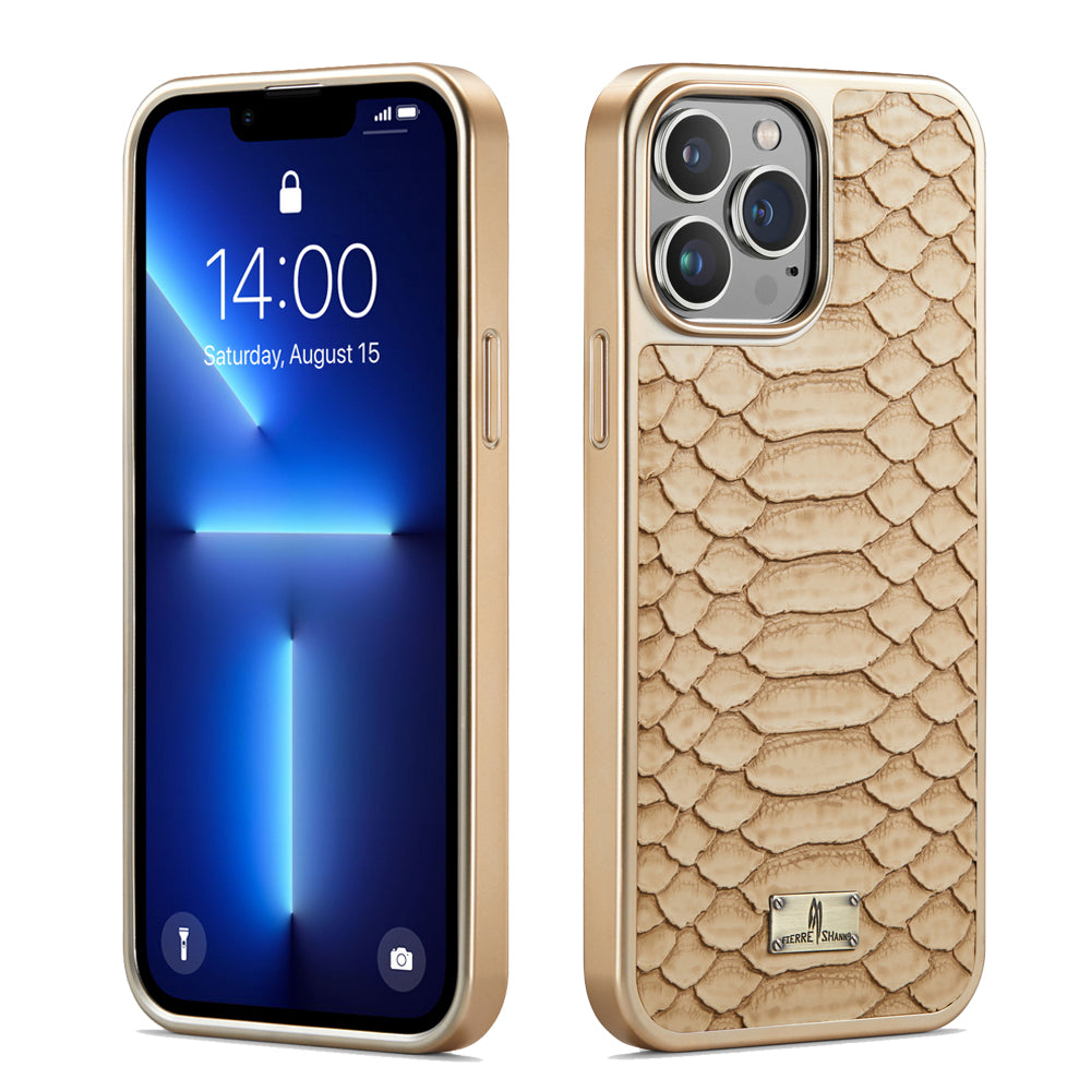 Luxury Leather Plating Shockproof Phone Case - Protective Snake Texture Durable Bumper Design for Enhanced Phone Protection