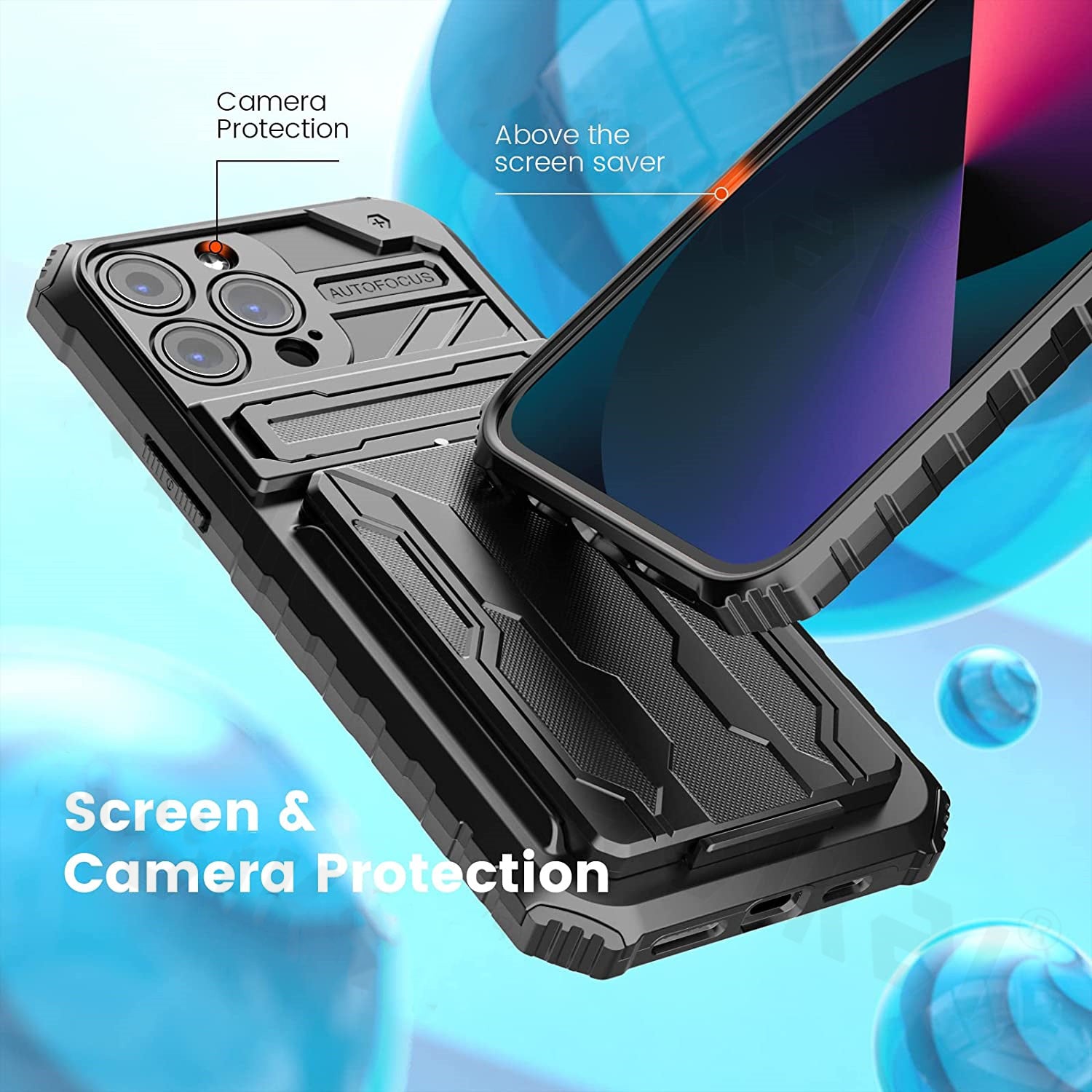 Shockproof Card Holder Case – Kickstand, Camera Protection, Durable Cover for iPhone Models