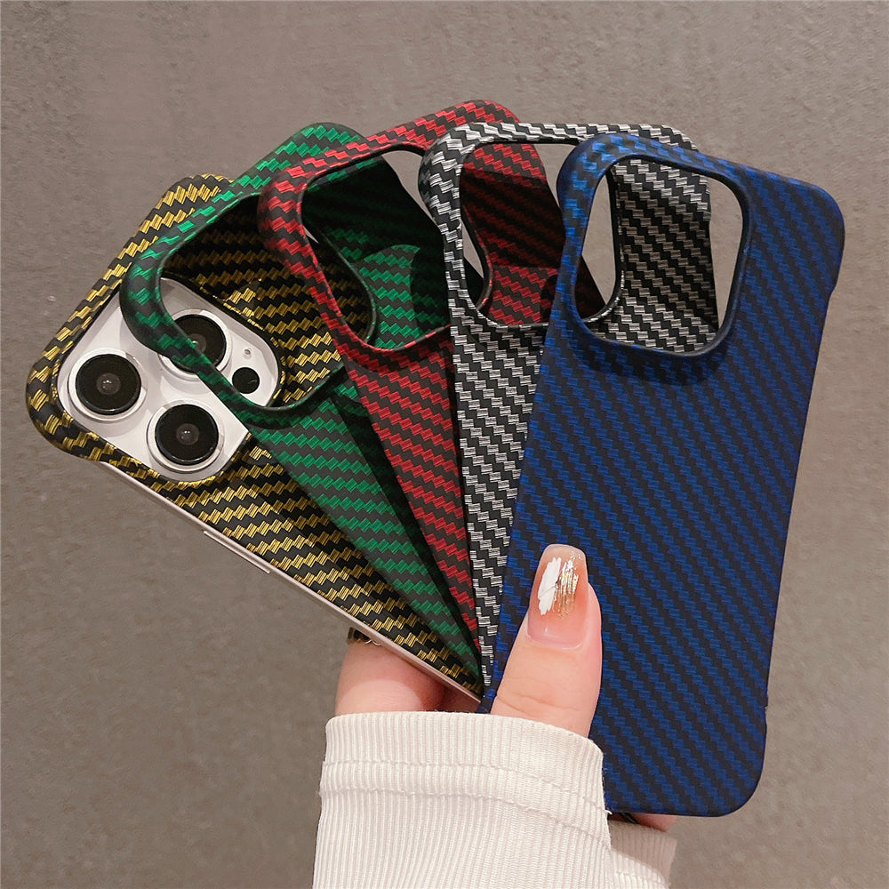 Premium Ultra-Thin Carbon Fiber Pattern Phone Case – Frameless Slim Hard Cover for iPhone Models, Lightweight and Durable