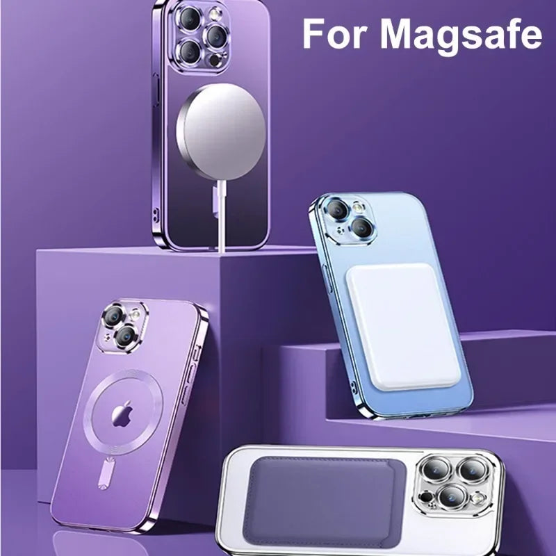 Premium Luxury Magnetic Magsafe iPhone Case – Wireless Charging, Plating Protection, Slim Fit, Full Coverage, Elegant Design,