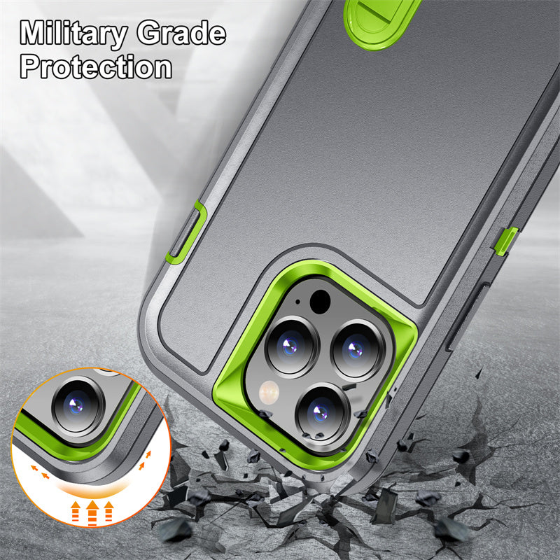 Hybrid Military-Grade Defender Case – Kickstand Full-Body Protection Cover for iPhone Models, Rugged and Shockproof Design