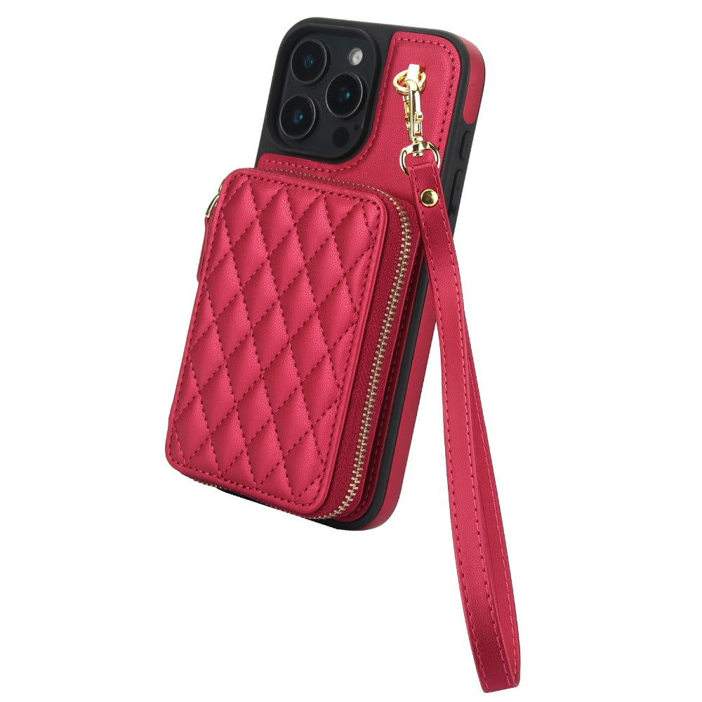 Luxury Crossbody Lanyard Phone Case – Zipper Wallet Leather Cover with Card Holder, Shoulder Strap, and Full Protection for iPhone Models