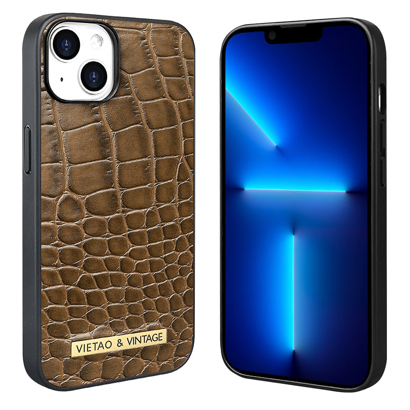 Luxury Crocodile Pattern Leather iPhone Case - Business Style, Shockproof, Durable Bumper Cover