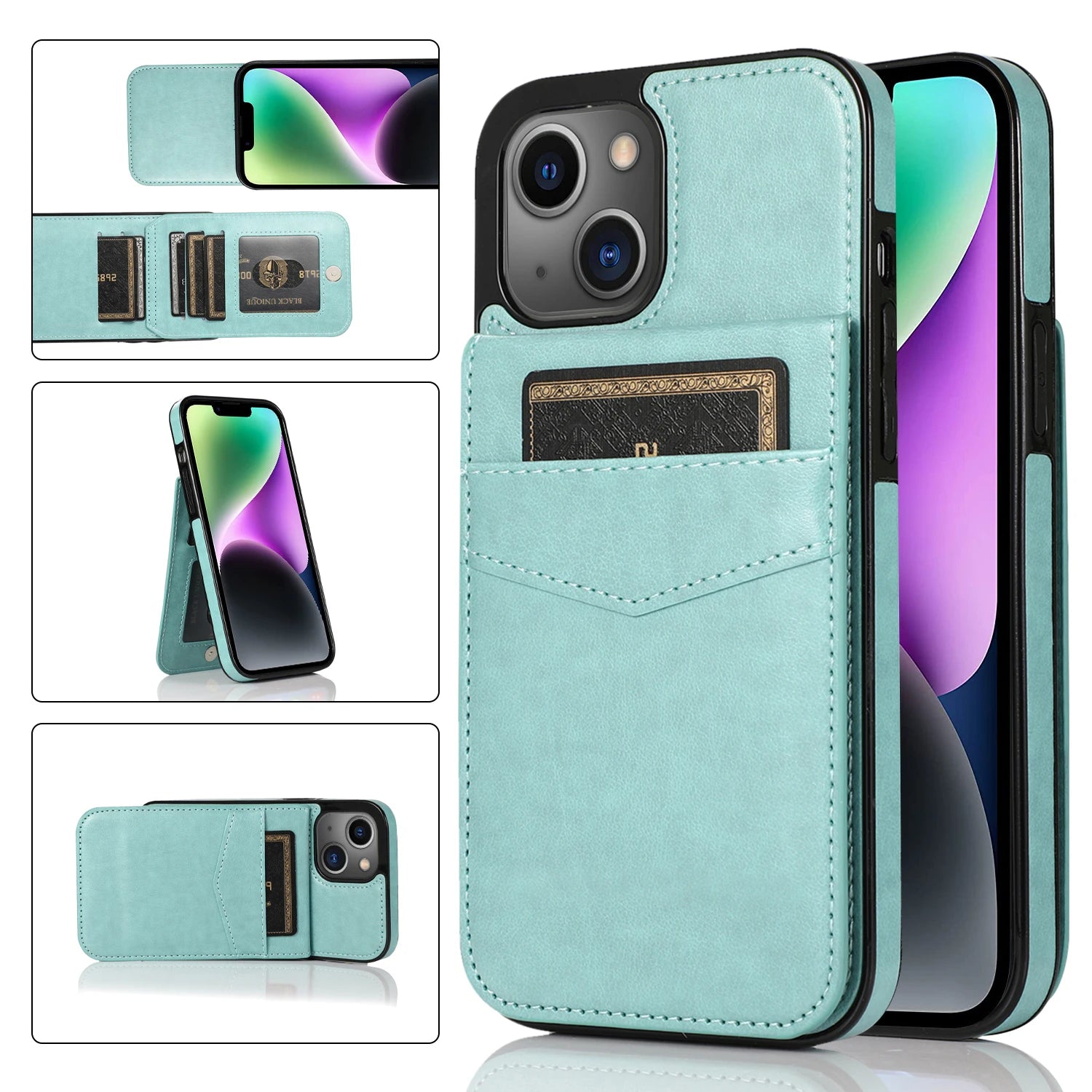 Luxury Flip Leather Wallet Case for iPhone – Credit Card Holder, Kickstand, Premium Protection for iPhone 16, 15, 14, 13, 12 Mini, 11, XS, Pro Max