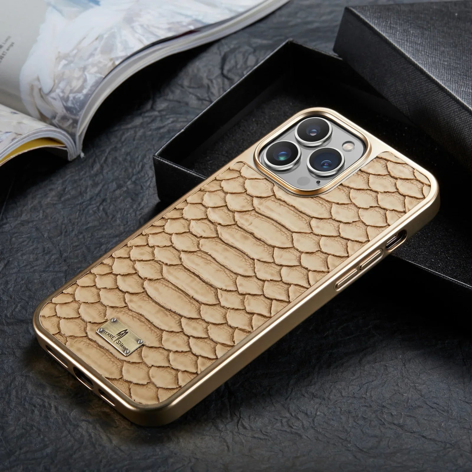 Luxury Leather Plating Shockproof Phone Case - Protective Snake Texture Durable Bumper Design for Enhanced Phone Protection