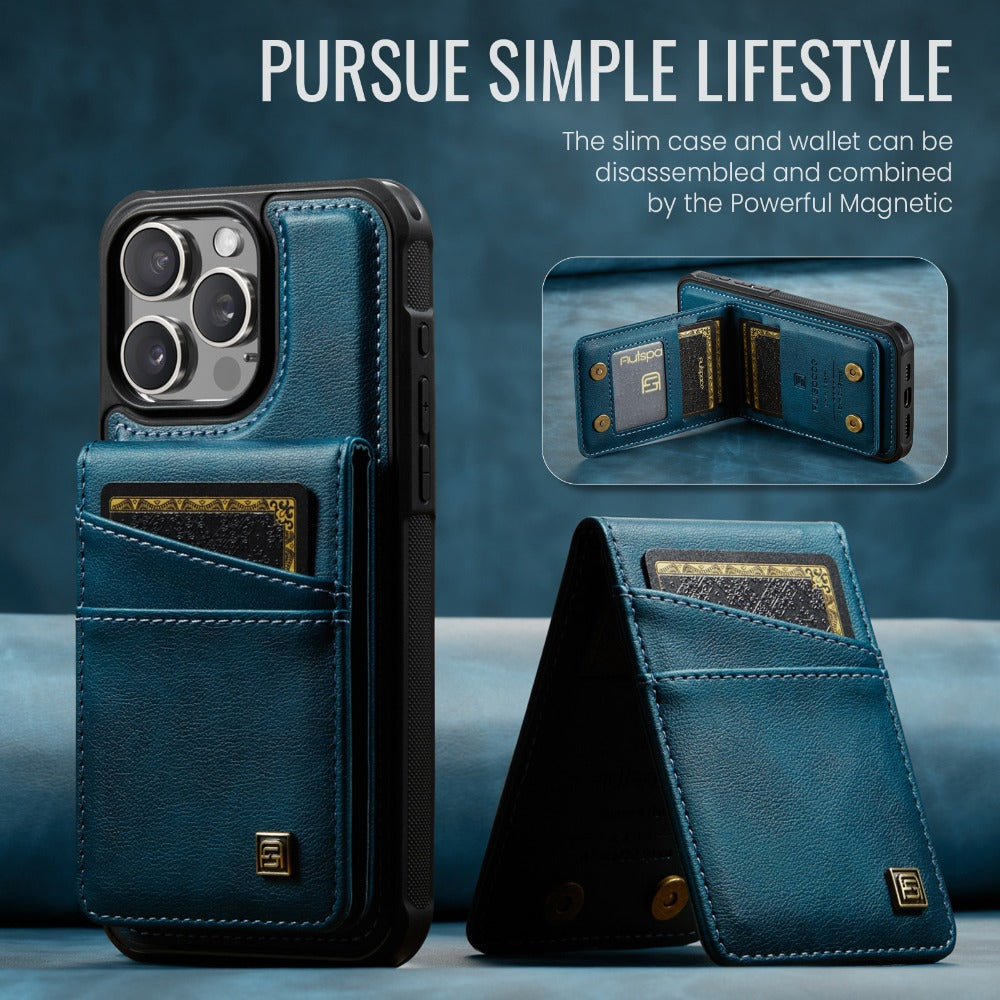 Luxury 2-in-1 Magnetic Wallet Phone Case – Detachable Leather Flip Cover with Card Holder, Wrist Strap, and Secure Magnetic Closure for Ultimate Protection