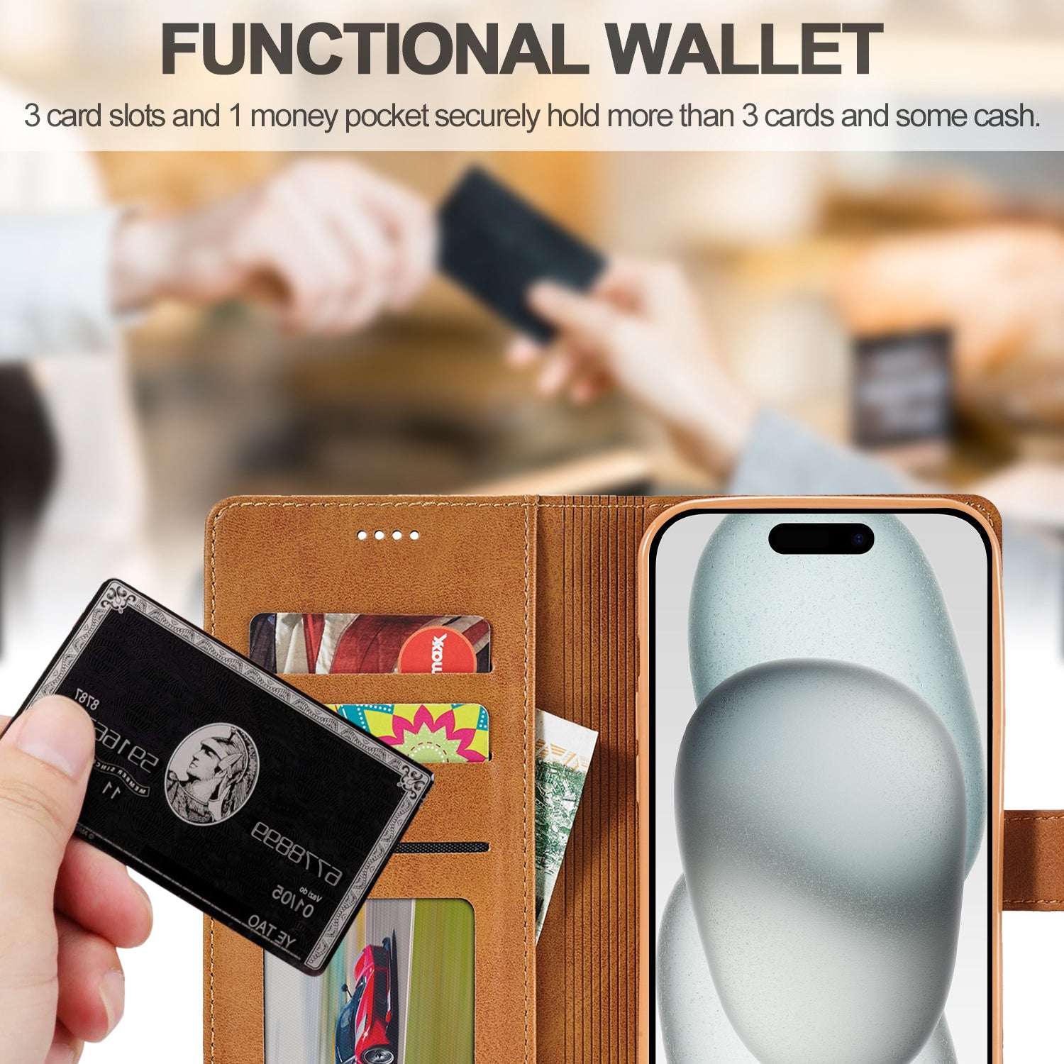 Luxury Leather Wallet Case – Flip Cover with Card Slot, Magnetic Closure, and Premium Protection for iPhone Models