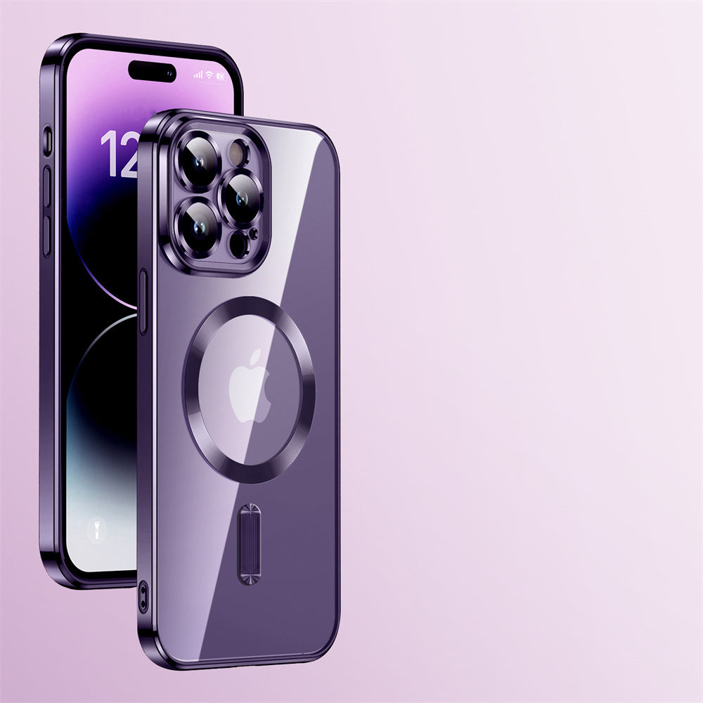 Luxury Magnetic Clear iPhone Case - Slim with Full Lens Protection, Wireless Charging Support, and Durable Plating Finish