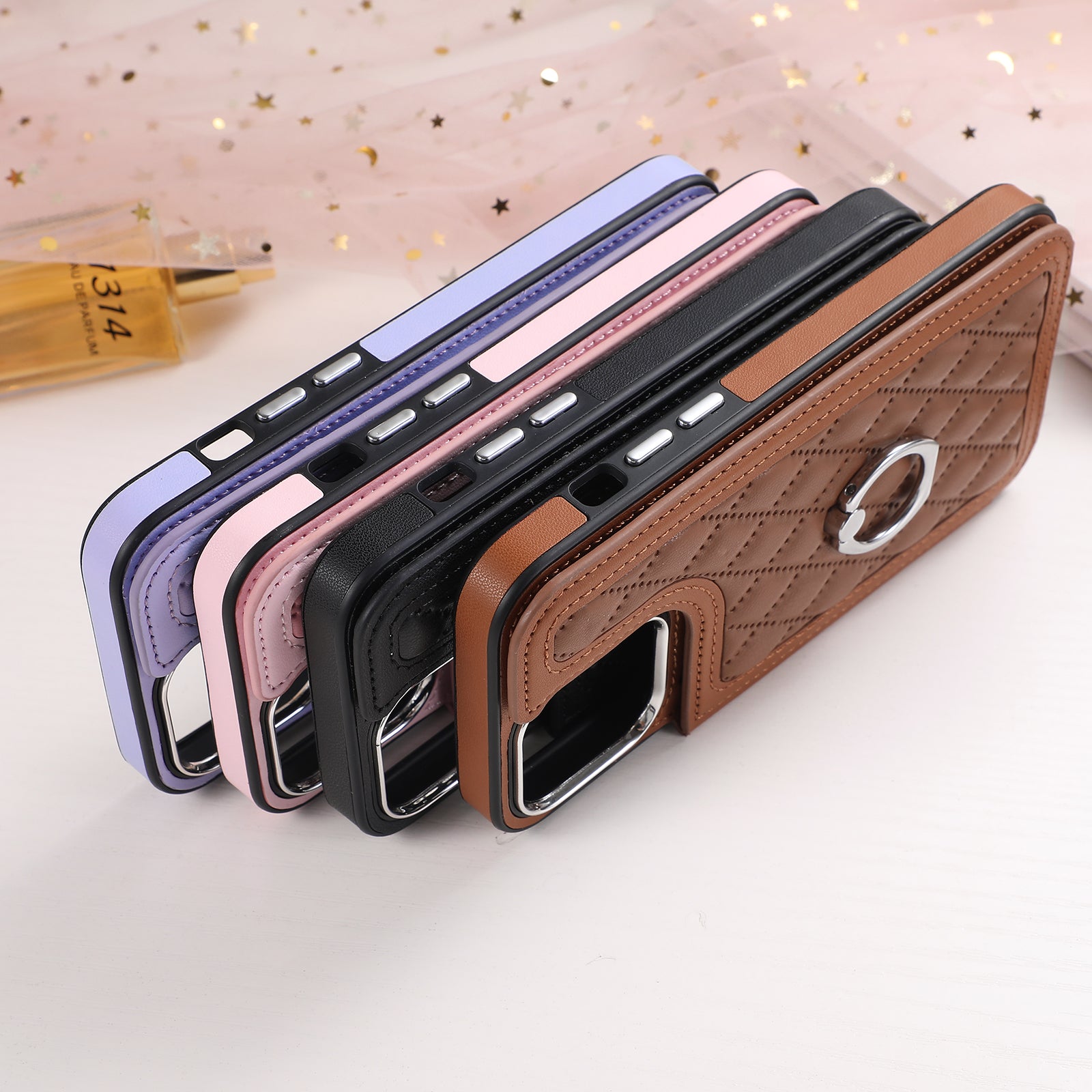 Luxury Crossbody RFID Leather Wallet Phone Case – Card Slot, Ring Holder, Double Buckle, Lanyard Bag Cover, Magnetic Closure