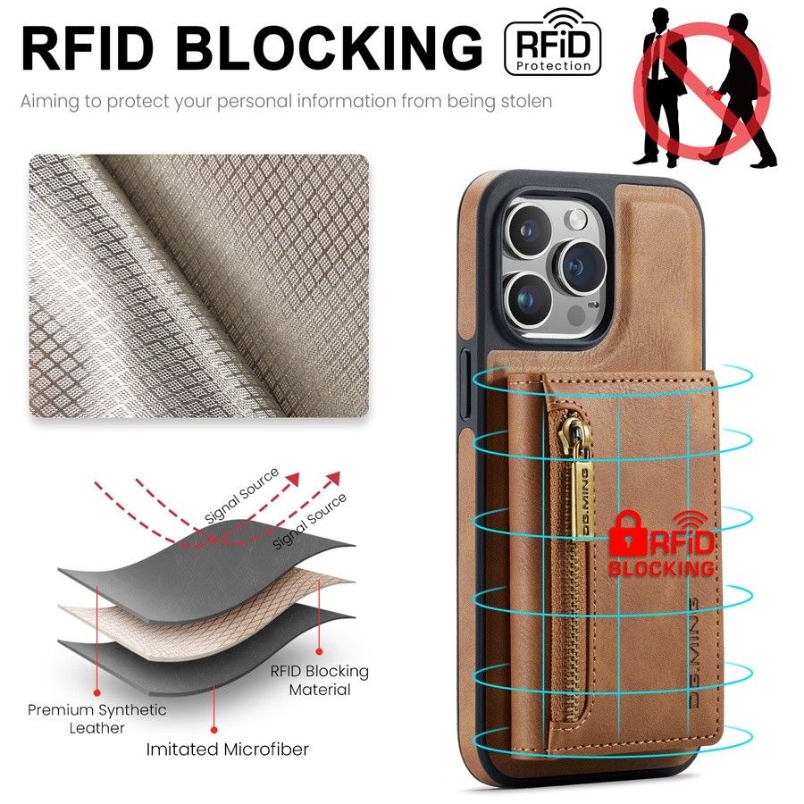 RFID Magnetic Detachable Leather Wallet Case – Wireless Charging, Stand Function, Secure Card Holder, Premium Protection for iPhone Models