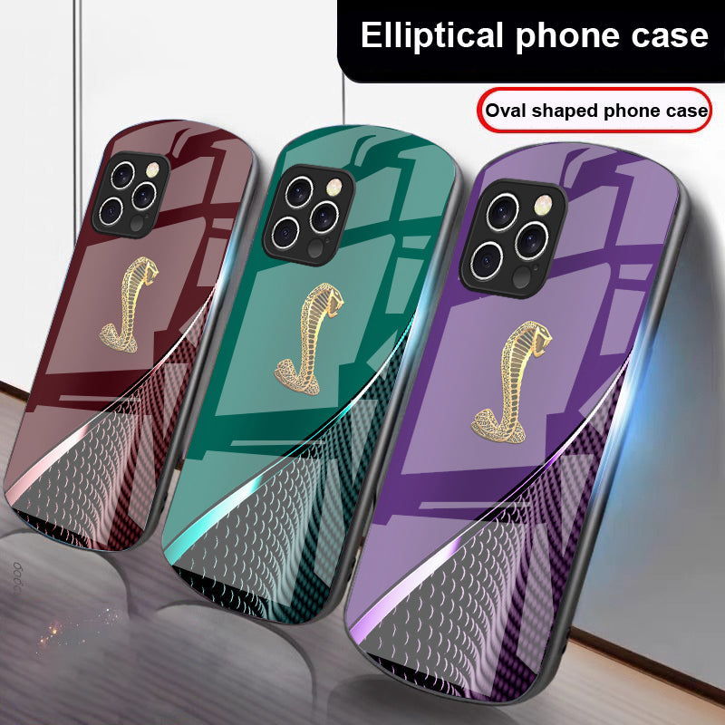 Premium Gradient Golden Snake Tempered Glass Phone Case – Stylish, Durable Protection for iPhone Models