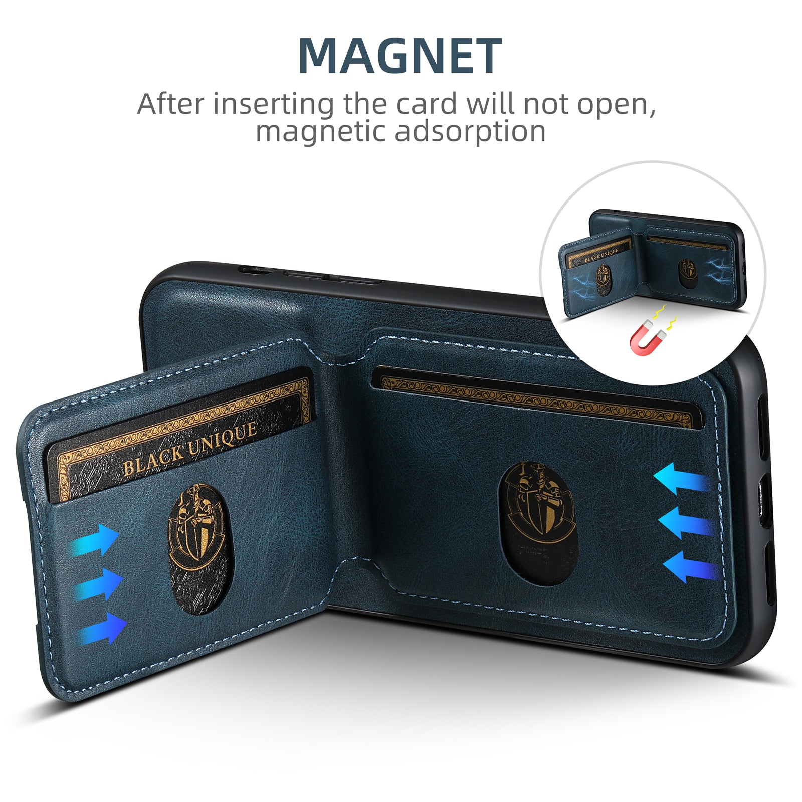 SUTENI Card Holder Leather Wallet Case – Magnetic Closure, Pocket Cover, Shockproof Protection for iPhone Models