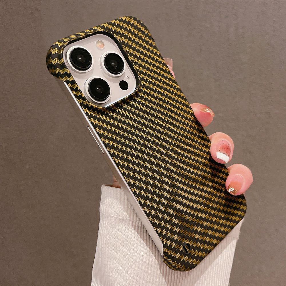 Premium Ultra-Thin Carbon Fiber Pattern Phone Case – Frameless Slim Hard Cover for iPhone Models, Lightweight and Durable