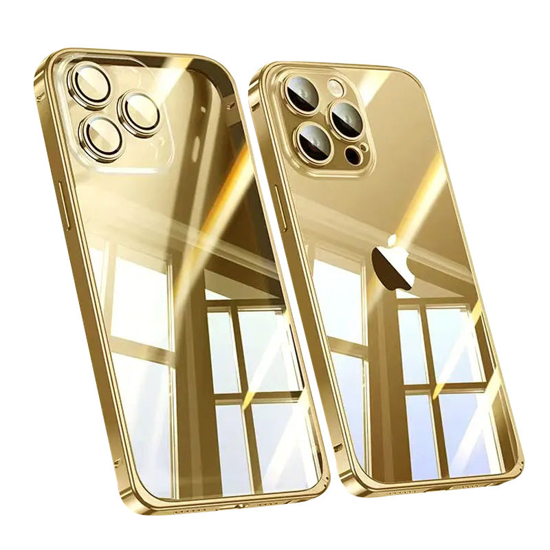 Luxury Magnetic Metal Phone Case – Transparent Back, Aluminum Frame, Shockproof Design Slim Durable Cover for iPhone