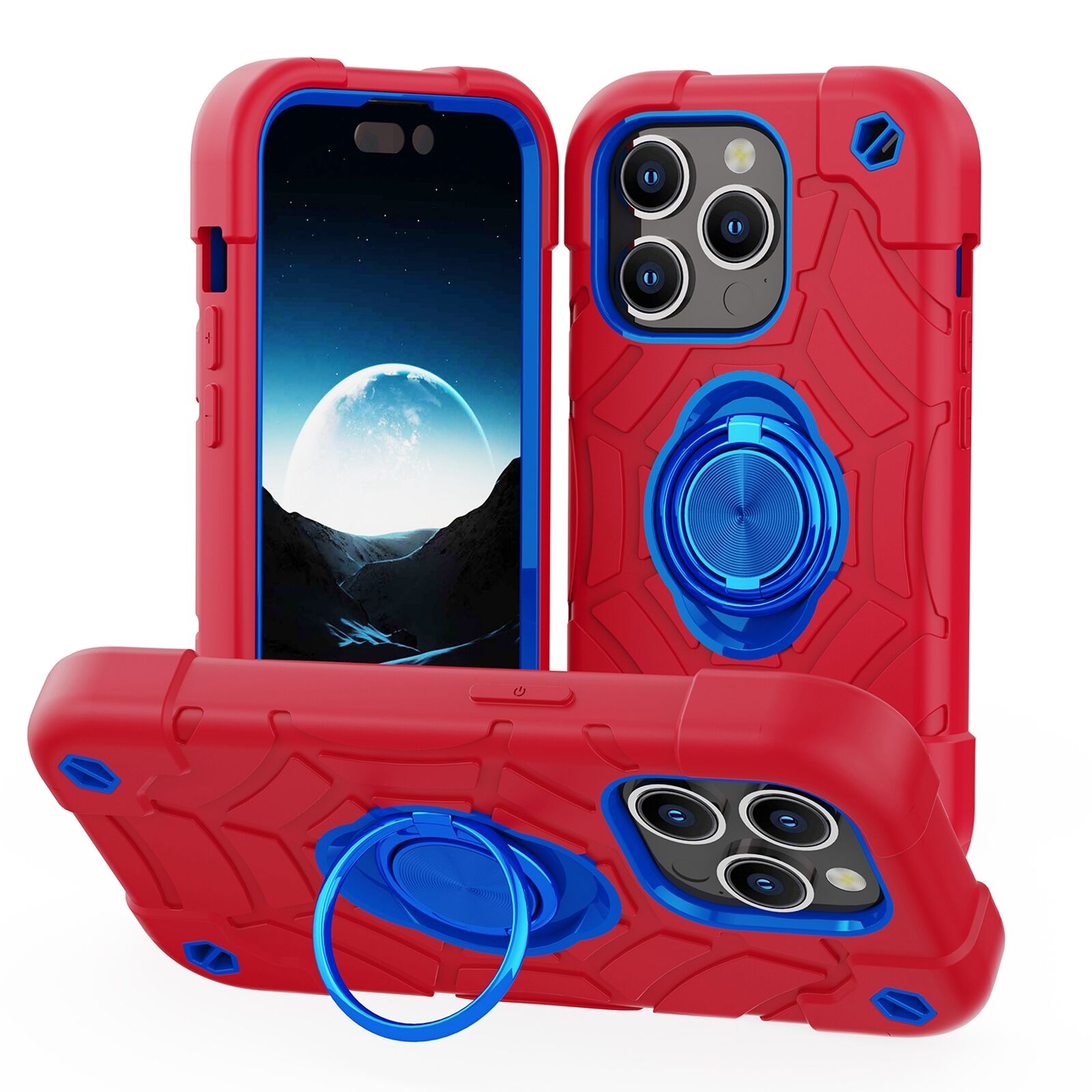 Military-Grade Heavy-Duty Phone Case – Shockproof Rugged Cover with Kickstand Ring Holder for iPhone Models