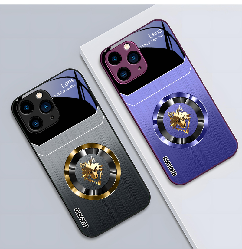 Luxury Aperture Wolf Green & Rose Purple Tempered Glass Phone Case Stylish Cover for iPhone Scratch-Resistant, Durable Design