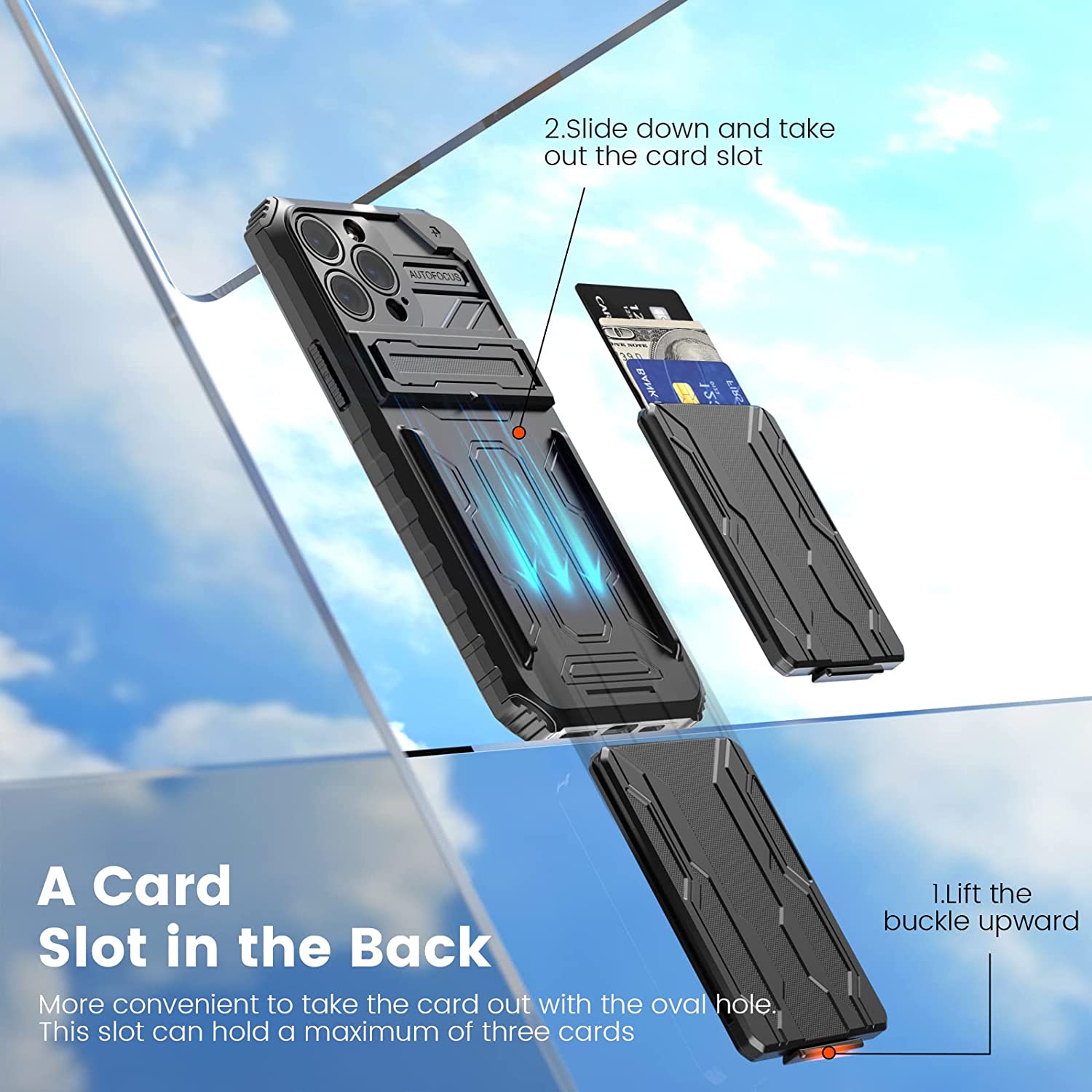 Shockproof Card Holder Case – Kickstand, Camera Protection, Durable Cover for iPhone Models