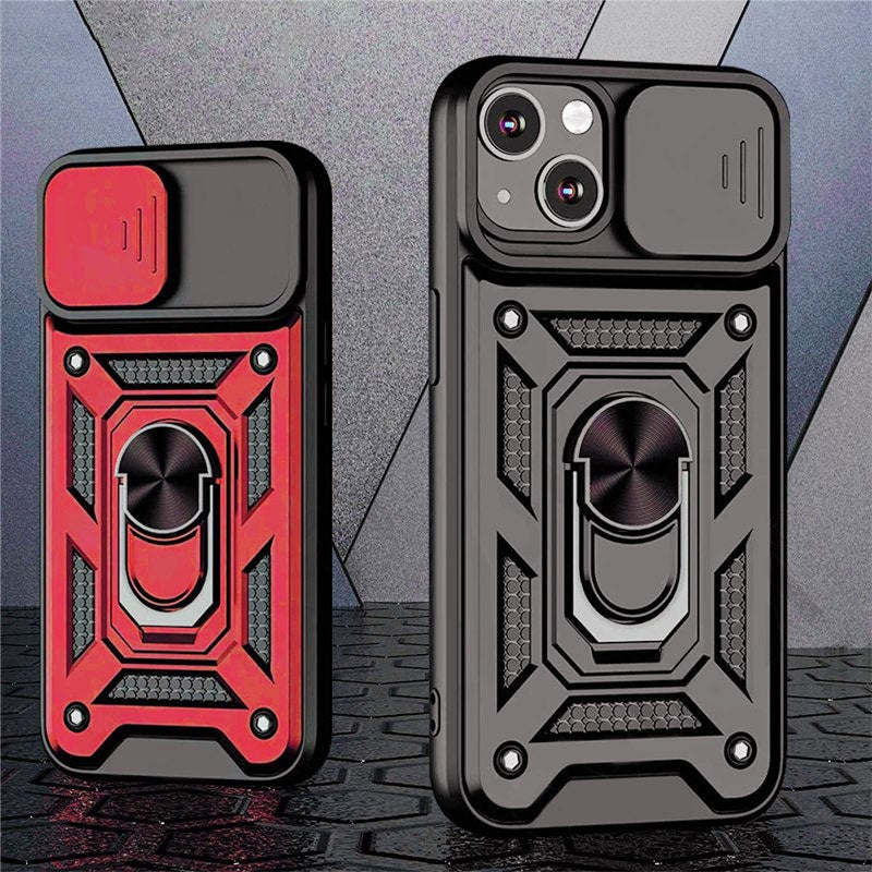 Shockproof Armor Case – Slide Camera Lens Protection, Rugged Full-Body Cover for iPhone Models