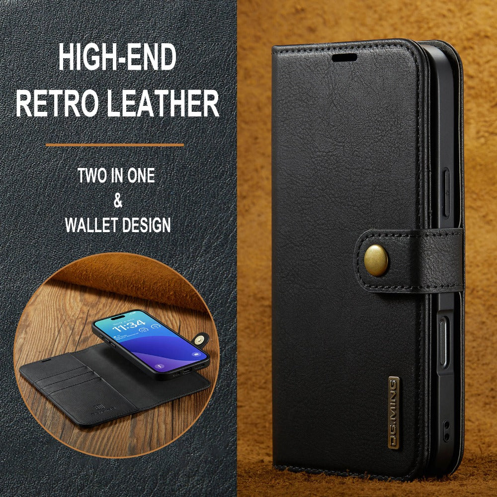 Premium Detachable Magnetic Leather Wallet Case – Card Holder, Shockproof Protection, and Stylish Flip Cover for Secure and Convenient Use