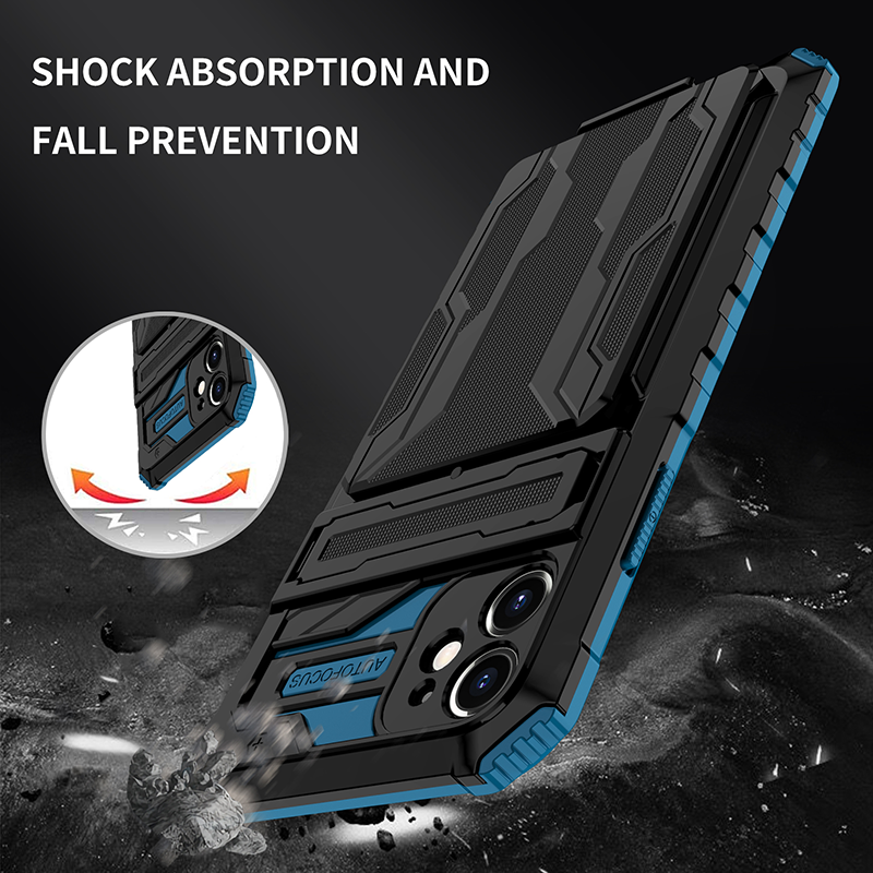 Shockproof Card Holder Case – Kickstand, Camera Protection, Durable Cover for iPhone Models