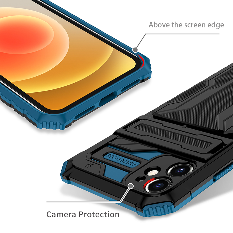 Shockproof Card Holder Case – Kickstand, Camera Protection, Durable Cover for iPhone Models