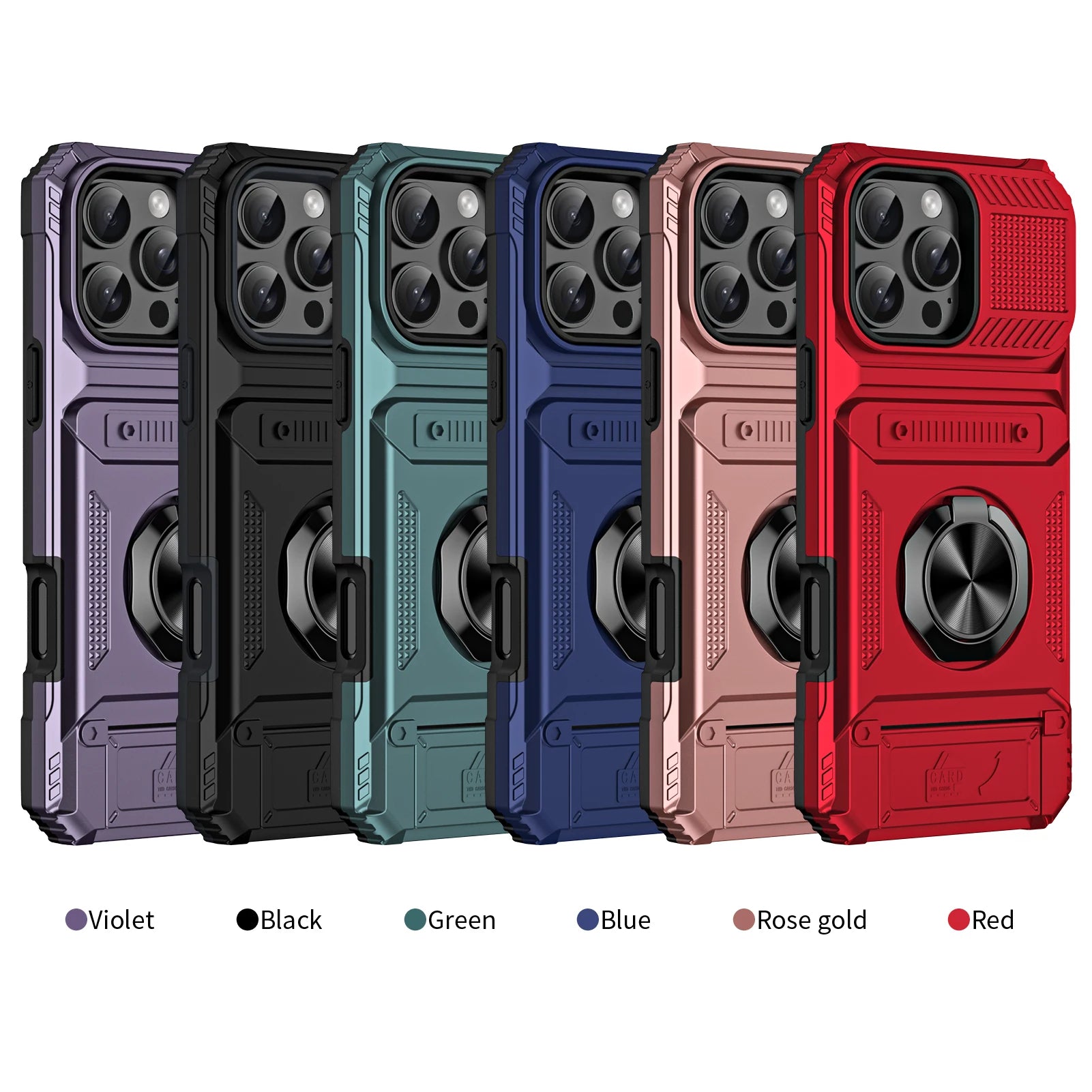 Military-Grade Magnetic Case – Heavy-Duty Drop Protection, Rotating Ring Kickstand Rugged Shockproof Design for iPhone Models