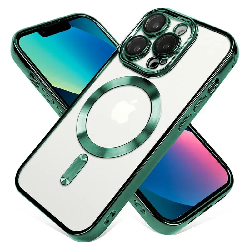 Clear Plating Magnetic Case - MagSafe Compatible, Lens Protection, Wireless Charging Ready, Slim Transparent Cover | Case for iPhone