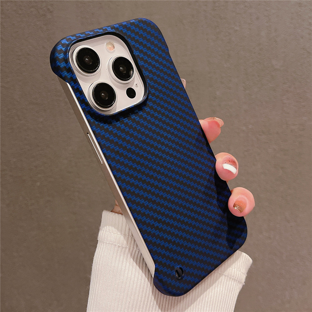 Premium Ultra-Thin Carbon Fiber Pattern Phone Case – Frameless Slim Hard Cover for iPhone Models, Lightweight and Durable