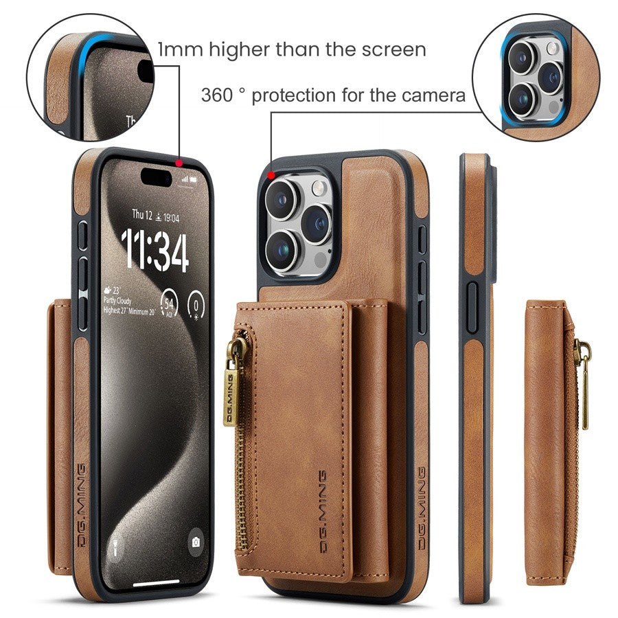 RFID Magnetic Detachable Leather Wallet Case – Wireless Charging, Stand Function, Secure Card Holder, Premium Protection for iPhone Models