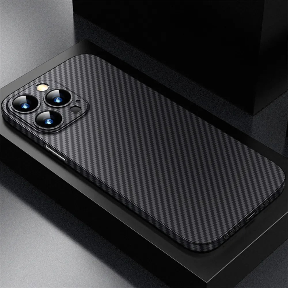 Luxury Ultra-Thin Carbon Fiber Matte Case – 0.2mm PP Back Cover for iPhone Models, Lightweight, Sleek, and Durable Protection