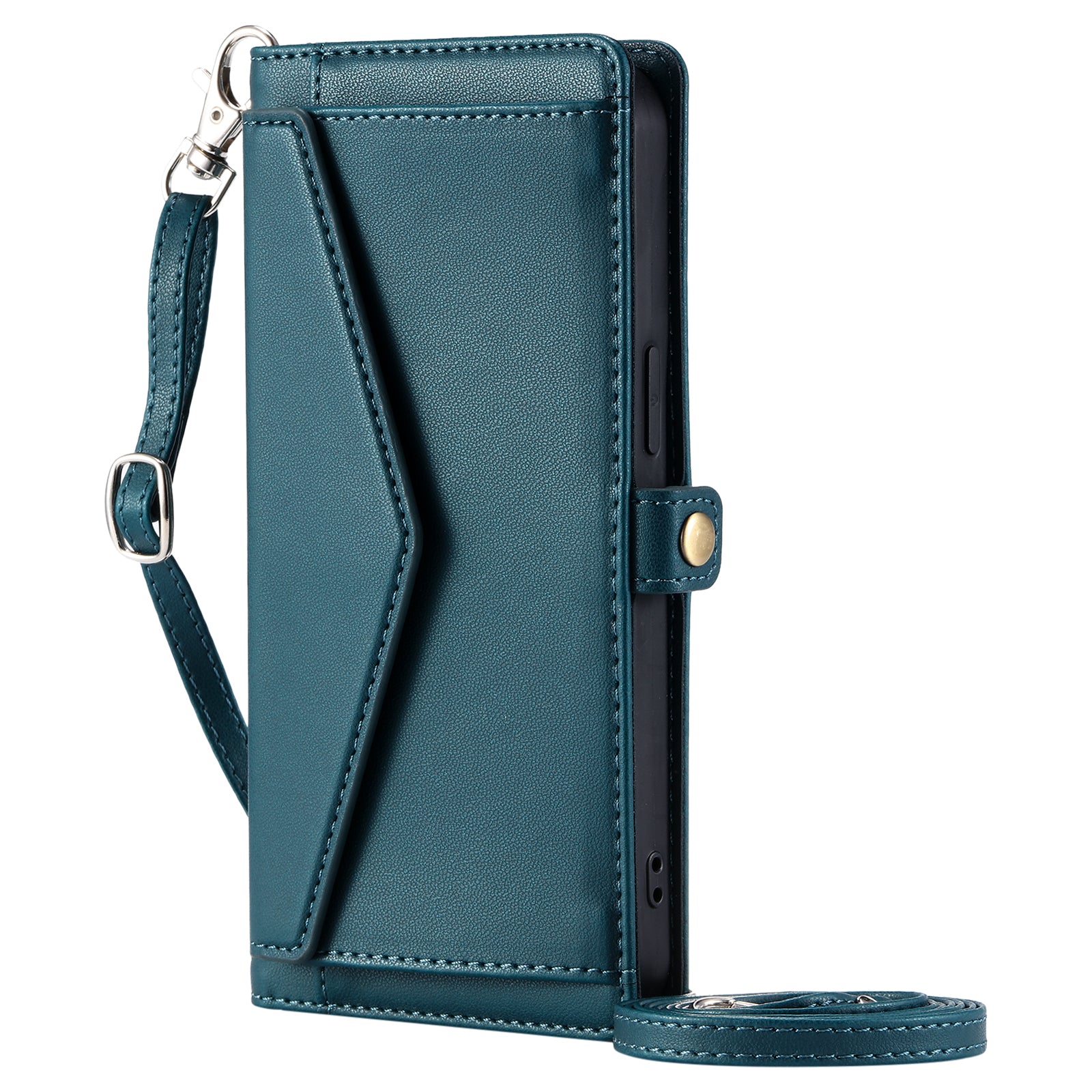 Luxury Dual-Layer Wallet Case – Flip Leather Cover with Card Slots, Photo Frame, 2 Lanyards, Shockproof Protection, and Stand Feature for iPhone