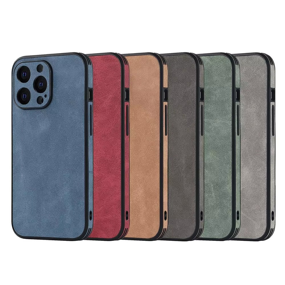 Luxury Vintage Leather Shockproof Case – Soft Silicone, Matte Finish, Durable & Stylish Protection | Case for iPhone