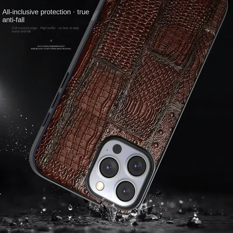 Luxury Genuine Cowhide Leather iphone case – Splicing Color Design, Shockproof Stylish & Durable Back Cover | Case for iPhone