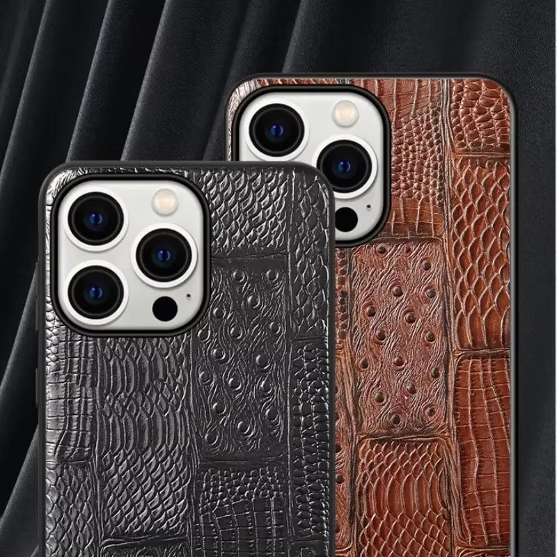 Luxury Genuine Cowhide Leather iphone case – Splicing Color Design, Shockproof Stylish & Durable Back Cover | Case for iPhone