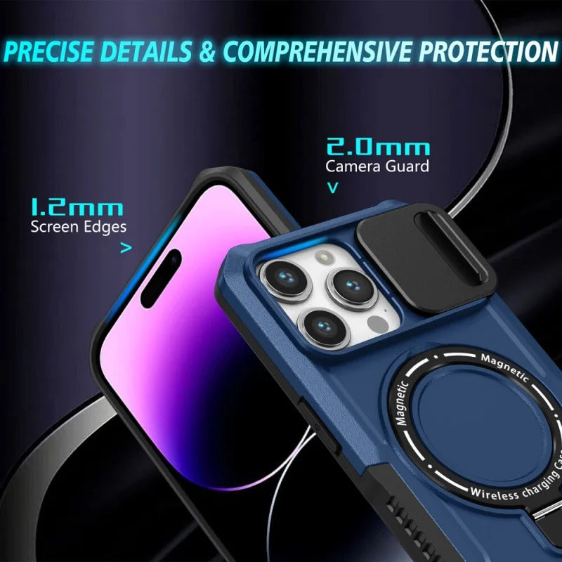 MagSafe Armor Case – Magnetic Holder, Wireless Charging, Slide Camera Protection, Rugged Full-Body Cover for iPhone Models