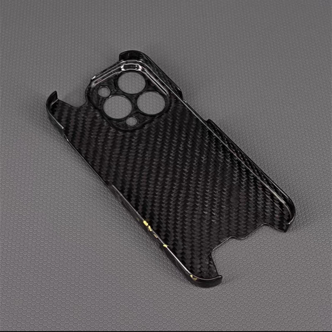 Glossy Forged Carbon Fiber Case – Ultra-Thin Genuine Glitter Shockproof Cover for iPhone Models, Sleek and Durable Design