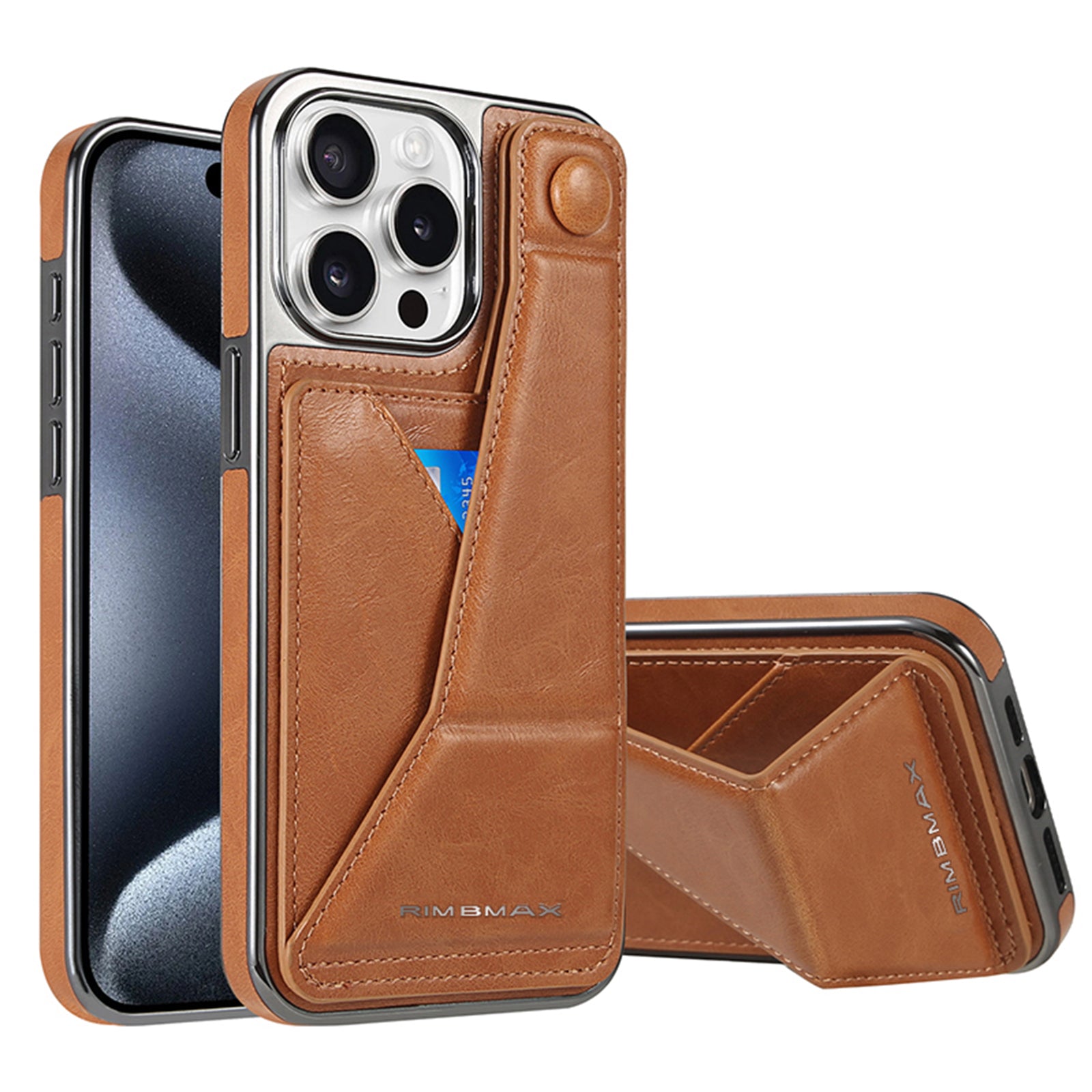 Luxury Electroplated Leather Phone Case – Stand Card Holder, Premium Anti-Fall Protection, Stylish Design, and Durable Cover for Ultimate Convenience