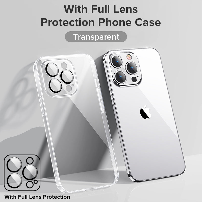 High-Quality Plating Transparent iPhone Case - Soft Silicone Shockproof Cover with Lens Protector, Slim & Durable Design | Case for iPhone