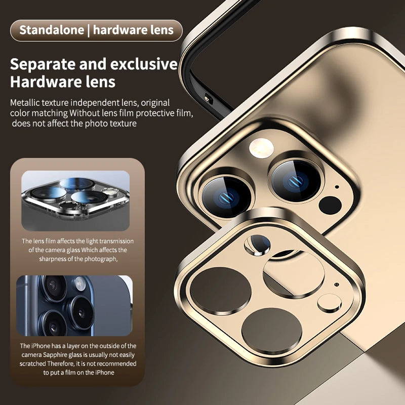 Luxury Hybrid Metal iPhone Case - Camera Protection, Silicone Frame, Aluminum Heat-Dissipating Bumper, Shockproof Design | Case for iPhone