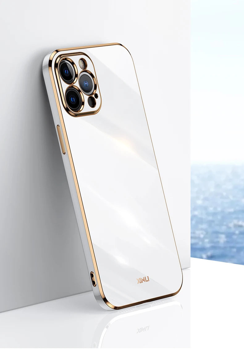 Luxury Silicone Soft iPhone Case – Glossy Shockproof Protection, Solid Color, Durable and Stylish Cover