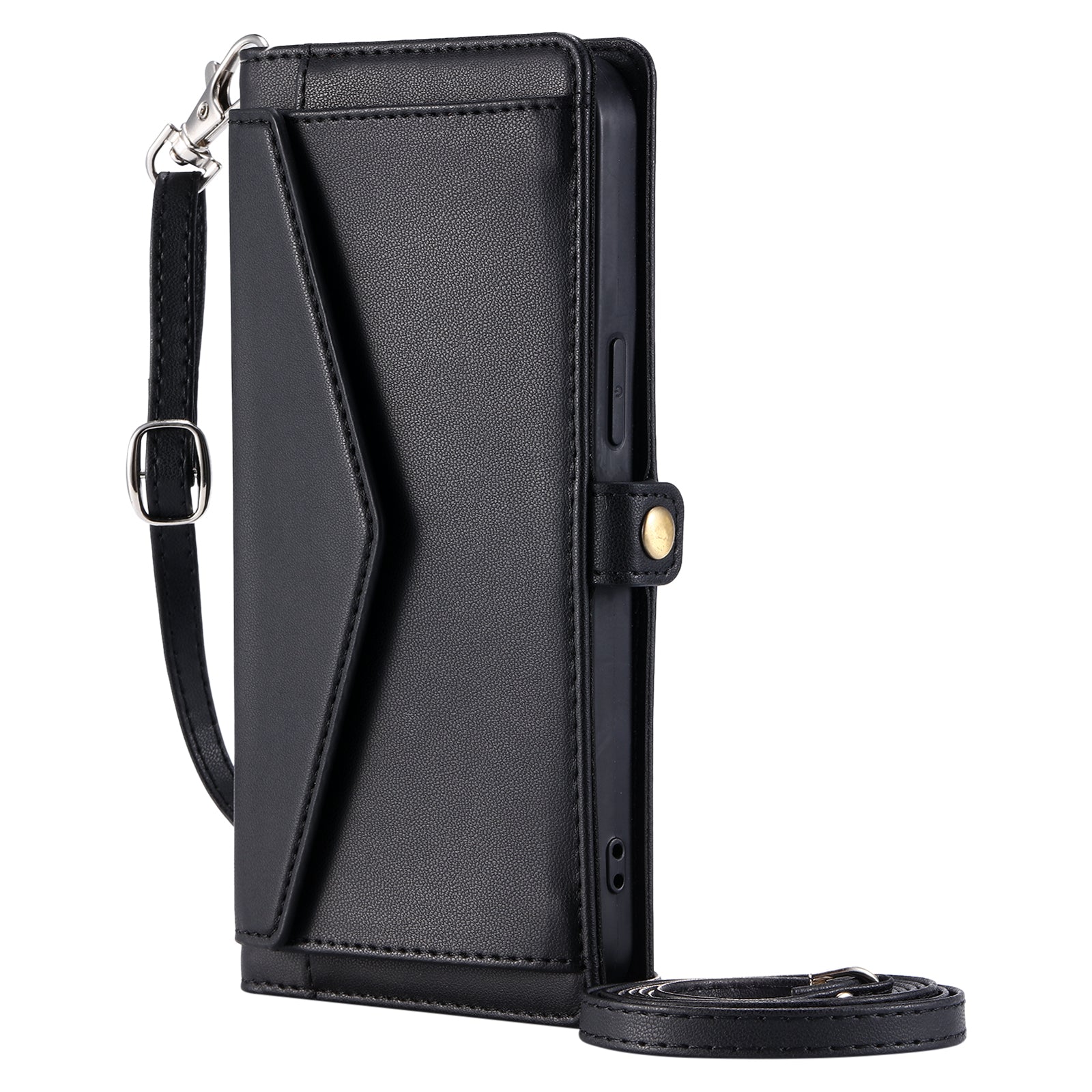 Luxury Dual-Layer Wallet Case – Flip Leather Cover with Card Slots, Photo Frame, 2 Lanyards, Shockproof Protection, and Stand Feature for iPhone