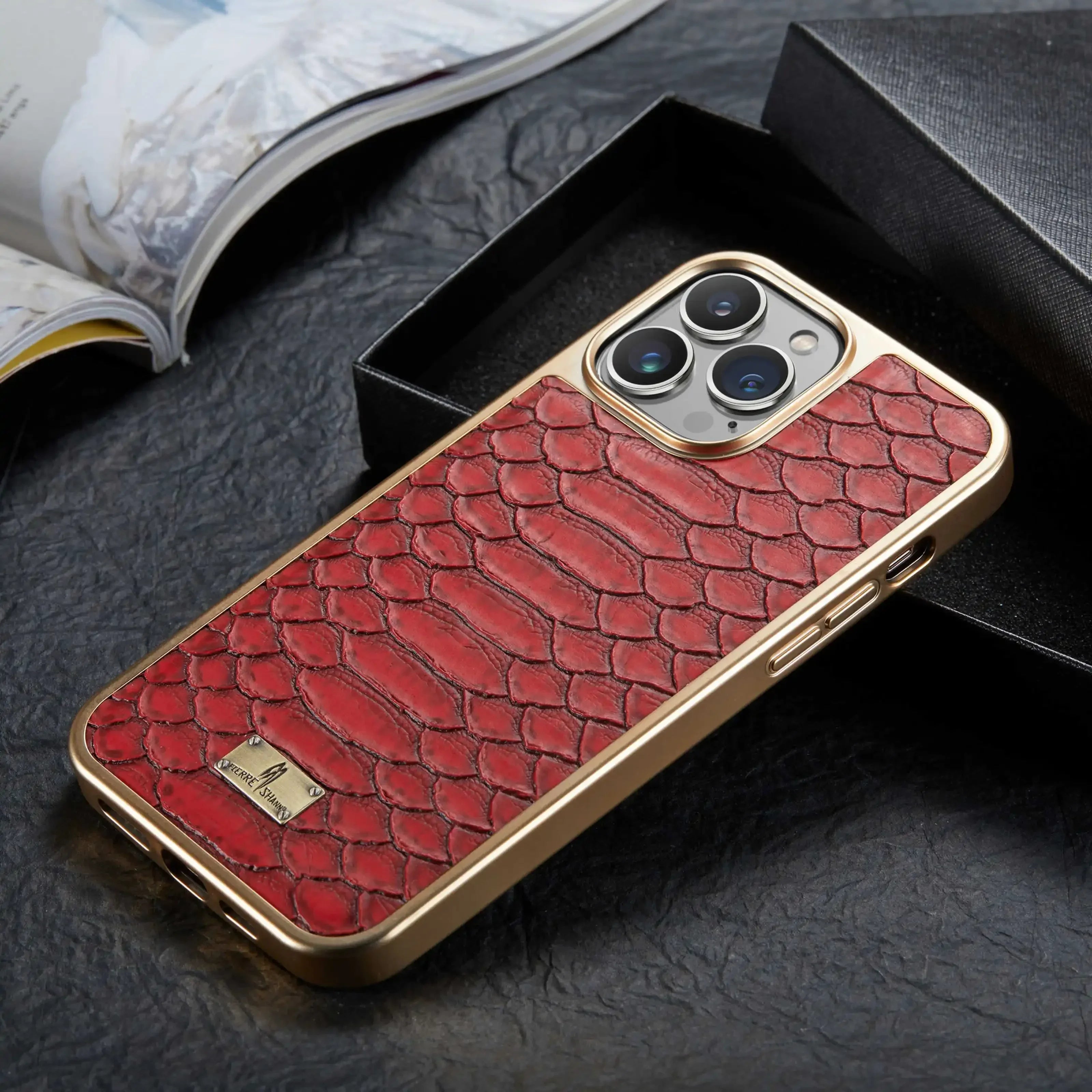 Luxury Leather Plating Shockproof Phone Case - Protective Snake Texture Durable Bumper Design for Enhanced Phone Protection