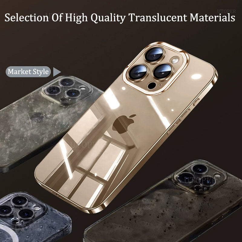 Luxury Magnetic Metal Phone Case – Transparent Back, Aluminum Frame, Shockproof Design Slim Durable Cover for iPhone