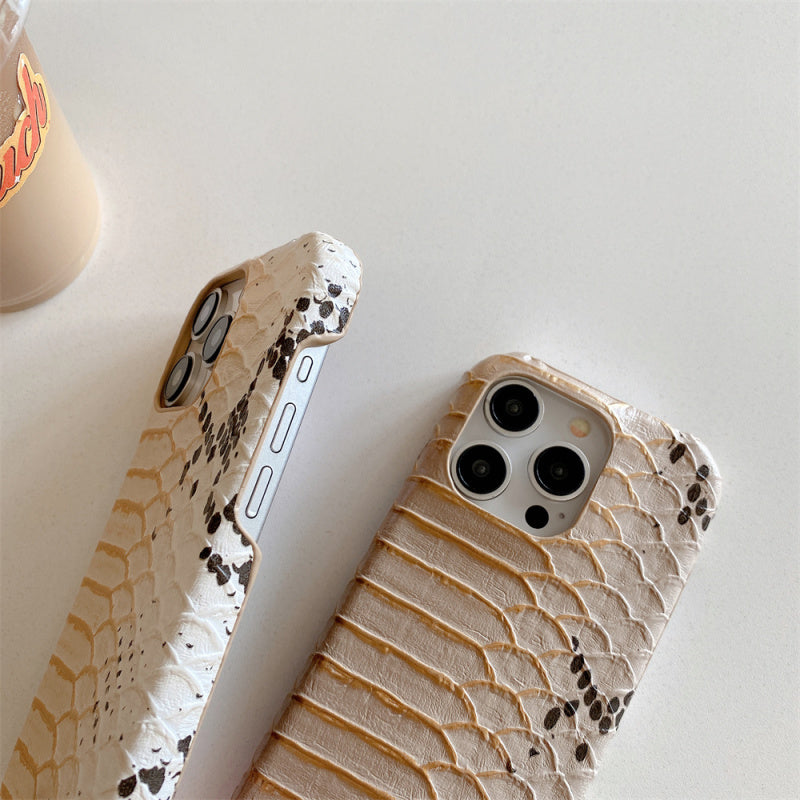 Premium Leather Realistic Snake Skin Texture iPhone Case - PU Seismic Cover, Durable & Stylish Protection for iPhone Models