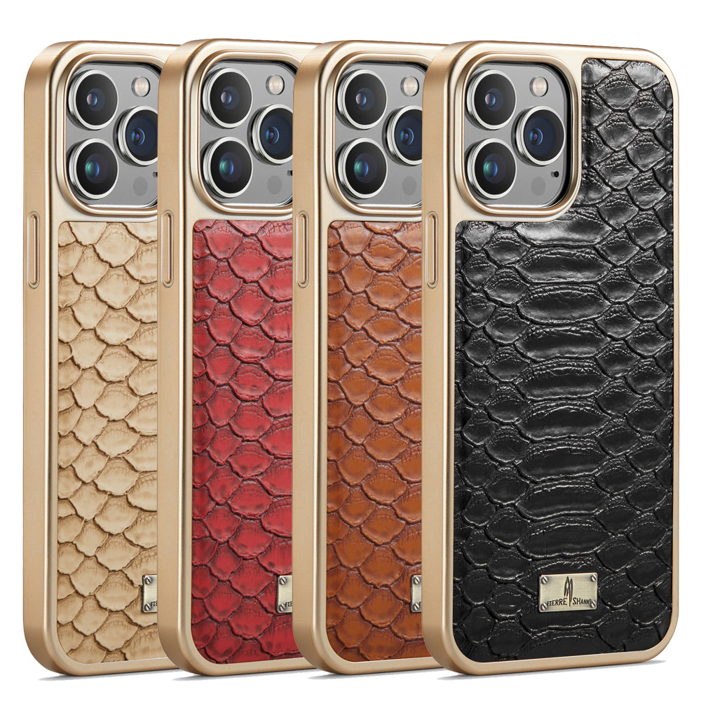 Luxury Leather Plating Shockproof Phone Case - Protective Snake Texture Durable Bumper Design for Enhanced Phone Protection