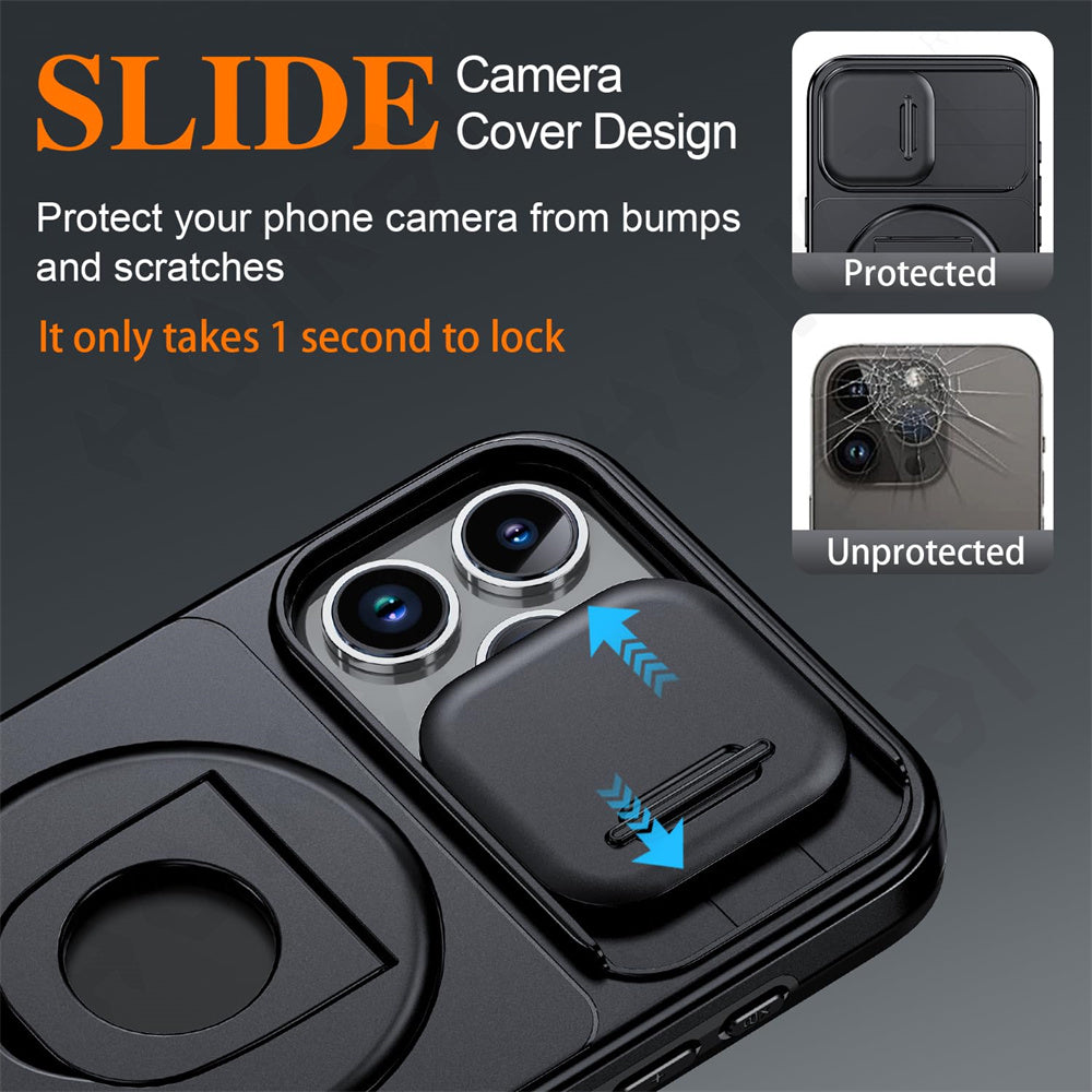 Magnetic Ring Stand iPhone Case – 360° Rotatable Shockproof Drop Protection Cover for iPhone Models