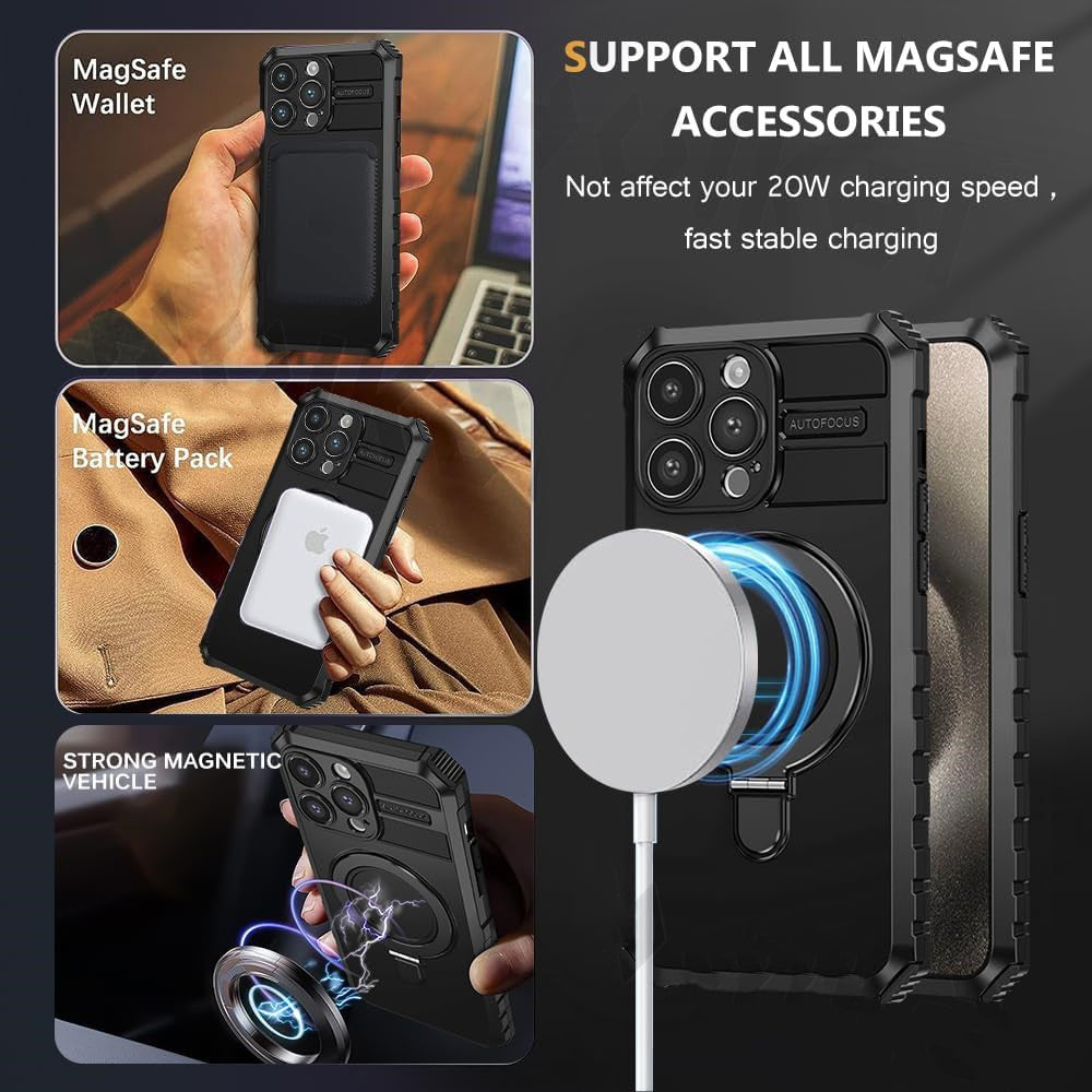 MagSafe Stand iPhone Case – Magnetic Ring Holder Protection with Kickstand Cover for iPhone Models